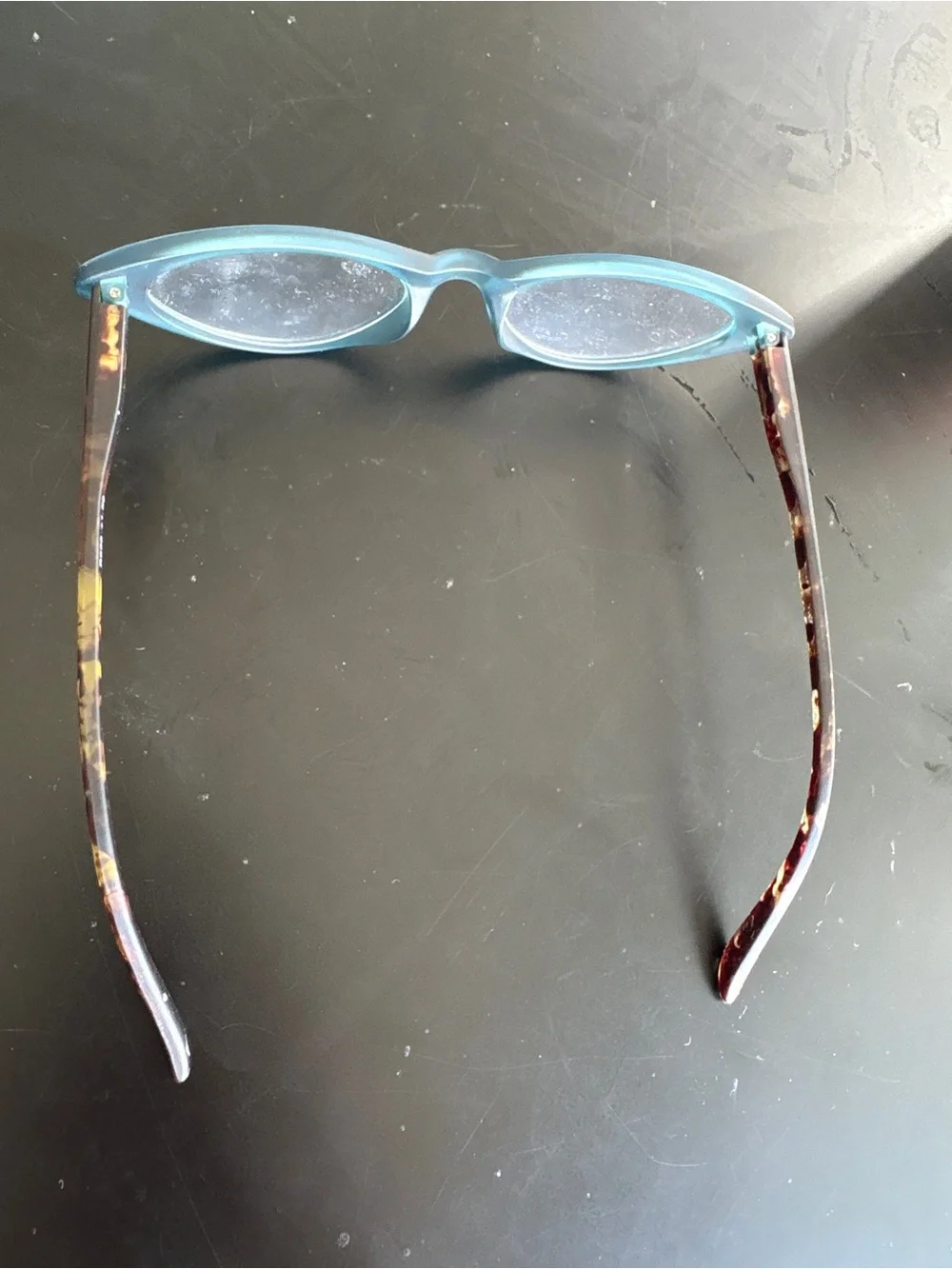 Retro Cat Eye Readers +1.50 Blue Frosted Frame Tortoise Arms Spring Hinges